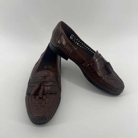 Nunn Bush Brown Woven Leather Loafers Shoes 41/7 US Men 8 / US Women's 9 - Picture 1 of 9